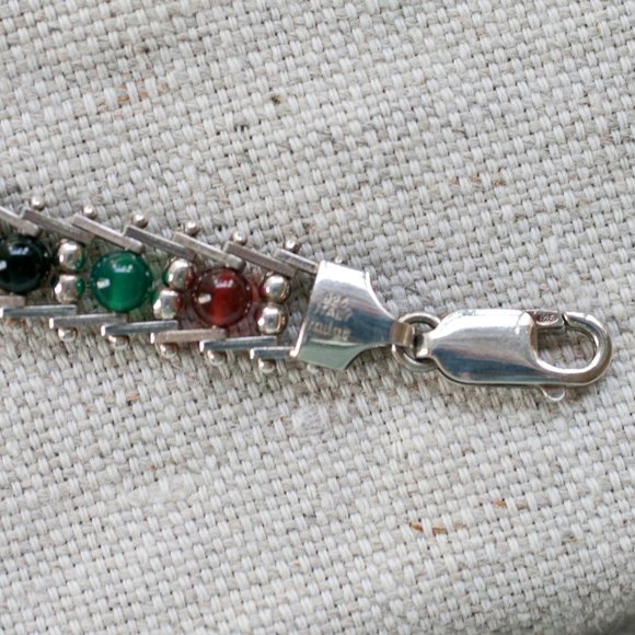 Italy Milor Sterling + Semi precious Bead Bracelet - Picture 4 of 5